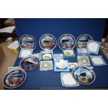 Seven Bradex display Plates of 'Titanic Queen of the ocean' series with certificates together with