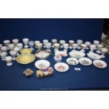 A quantity of china including Minton, Masons, Coalport, Royal Worcester egg cups, posies,