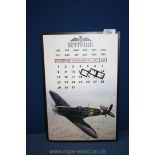 A modern metal Spitfire calendar.
