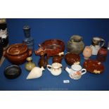 A quantity of Studio and miscellaneous pottery to include; Llangollen Tenby, Beswick ware,
