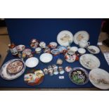 A quantity of oriental part tea sets, sake set, plates, spoon, figures,