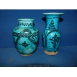 Two Persian fritwre pottery vases, 18th Century,