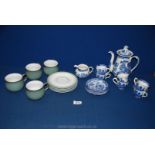 A quantity of Royal Worcester 'Willow' pattern miniature china comprising of six coffee cups,