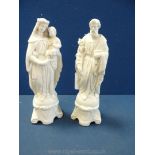 Two matching blanc de chine figures of Saints, French or Italian, 19th Century,
