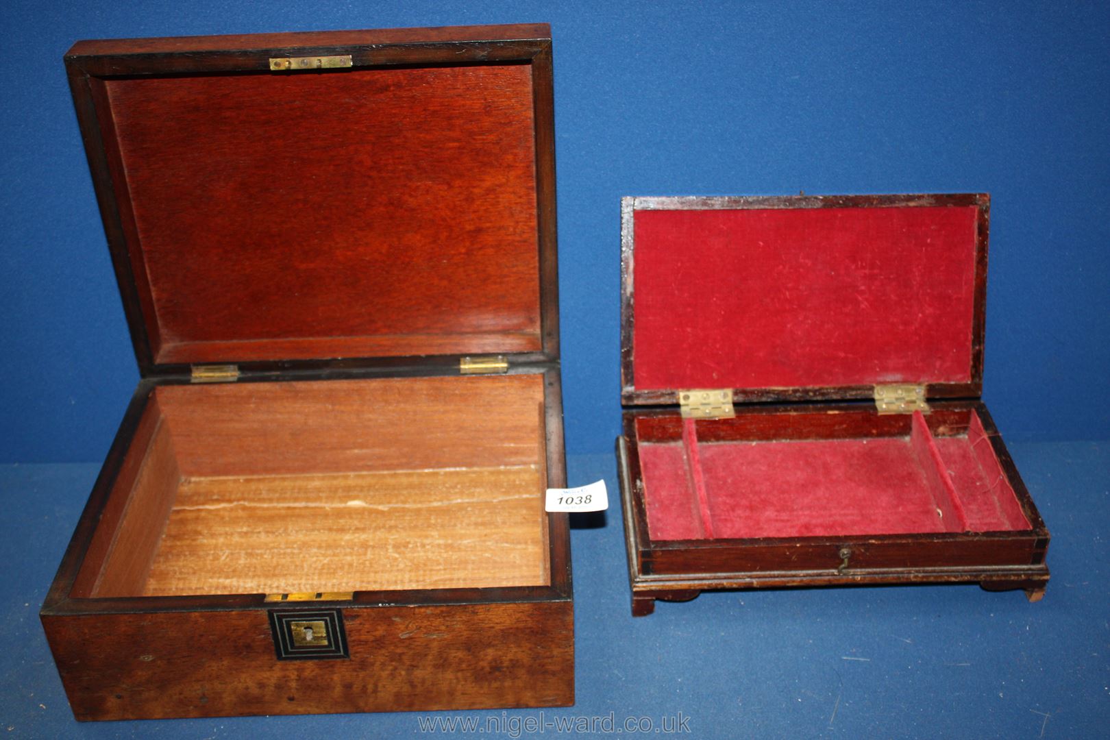 Two Victorian rosewood jewellery boxes.