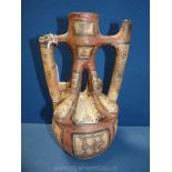A good mid 19th Century Berber Kabyle double spouted vessel OR JUG(TABUKALT),