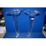 A pair of large matched fluted rim glass Vases,