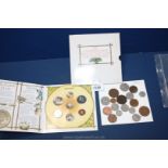 A quantity of pre-decimal and decimal coins plus Royal Mint 1987 UK brilliant un-circulated coin