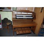 A Viscount Domus DK520 electric Organ having two 56 key manuals and 27 pedal keyboard, 38 stops,