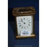 A brass cased Carriage Clock, a/f, no key.