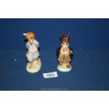 Two gold label Beswick figures 'Mr Benjamin Bunny' and 'Foxy Whiskered Gentleman', ear chipped.