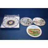 Four display plates including Royal Worcester, Wedgwood etc.