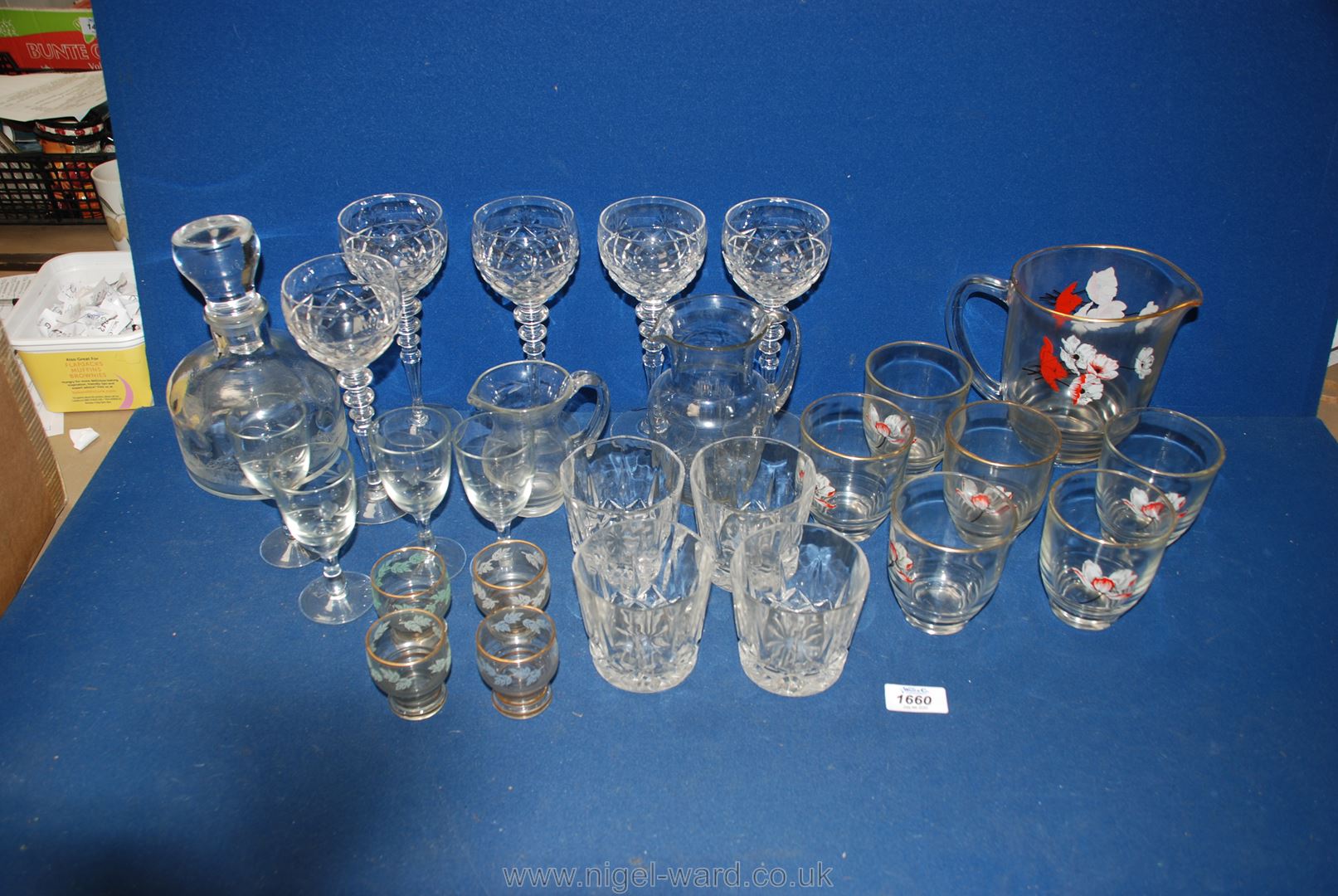 A quantity of glasses including a lemonade set, hock glasses marked Brierley, whiskey tumblers, - Image 2 of 2