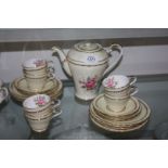 A part Aynsley coffee service, cream with floral decoration to include; coffee pot,