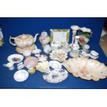 A quantity of miscellaneous china including a Staffordshire teapot and stand with crazing to the