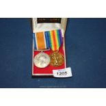 A pair of WWI medals, engraved to 50348 Pte JB Harper,