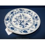 An early Meissen blue and white Onion pattern plate, circa 1780.