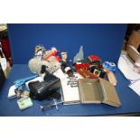 A quantity of miscellanea including Meccano car, Polaroid camera, Viewer, Monty Python book,