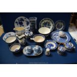 A quantity of blue and white china including: Masons tea cup, 'Yuan' jug,