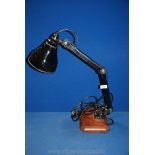 A Gredex industrial machine Lamp in black with brown Bakelite switched lamp holder (reg design No: