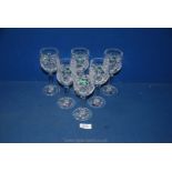 A boxed set of six Edinburgh crystal white wine glasses.