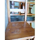 Seven pine dining chairs.