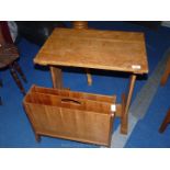 An Oak side table and a magazine rack.