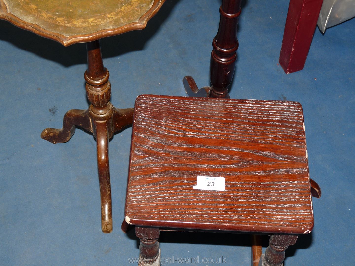 Two wine tables and a child's stool. - Image 2 of 2