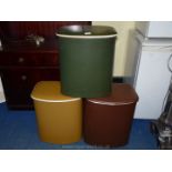 **THE FOLLOWING LOTS TO BE SOLD ON FRIDAY MORNING AT 9am** Three faux leather Linen Bins - green,