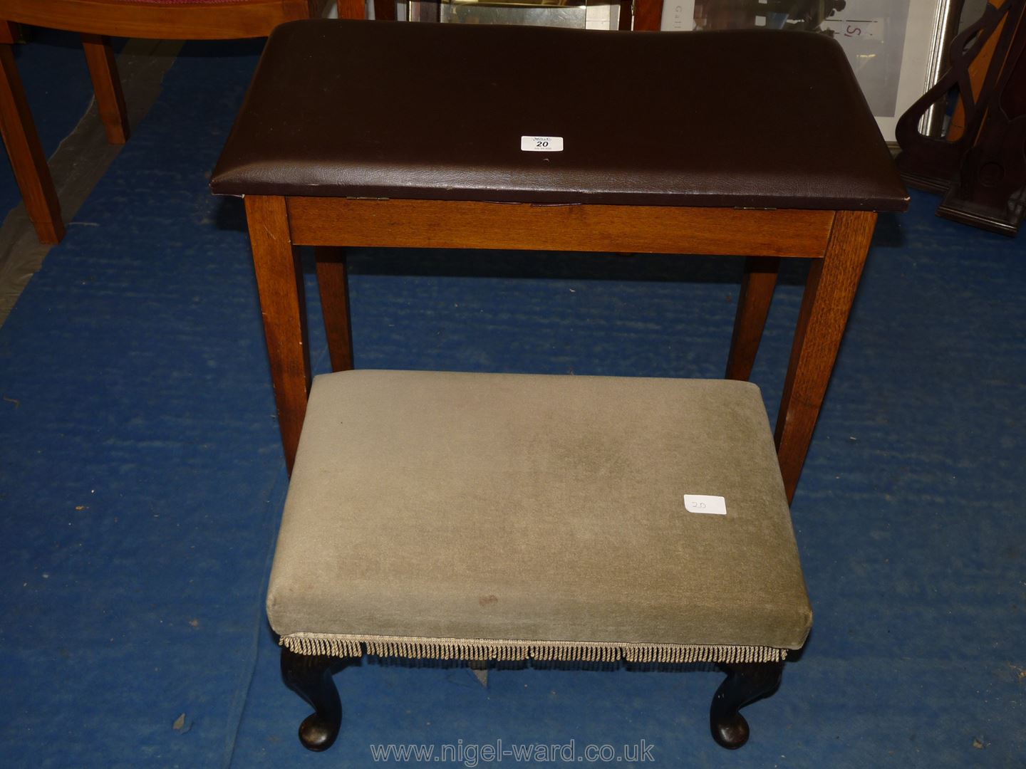 A piano stool and a footstool.