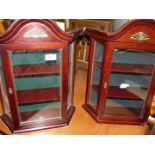 Two small glazed trinket cabinets, 16" tall x 16 " wide.