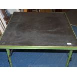 A square four legged painted wooden card table, 30".