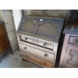 An oak bureau, a/f.