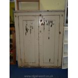 A painted pine housekeepers cupboard 160 cm tall x 127 cm wide.