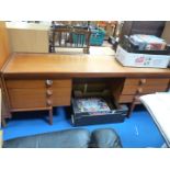 A stylish Teak-finished long, modern sideboard/dressing table, 65" long x 17" wide.