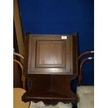 A small Mahogany wall-hanging corner cupboard unit with shelf.