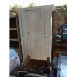 A white painted housekeepers cupboard with drawer to base, 76" tall, 36" wide, 20" deep.