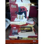 A power diesel spray gun, staple gun and sander.