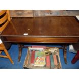 A Mahogany Side/sofa table with drop down ends, on castors.