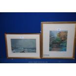 Two Watercolours; seascape by W.B. Hatton 1917 and 'The Studio in the Garden, Elmwood' 1879 by G.Q.