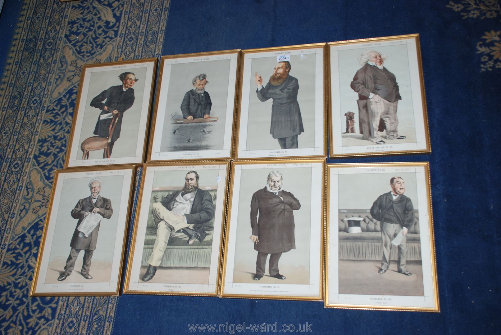 Eight framed Spy prints to include; Vanity Fair, 1871, Men of the Day, King Cole, Hippy, etc.