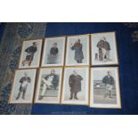 Eight framed Spy prints to include; Vanity Fair, 1871, Men of the Day, King Cole, Hippy, etc.