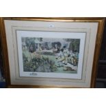 A large W. Dendy Sadler print titled 'A Day in the Country'. Frame size 34 1/2" x 28 1/4".