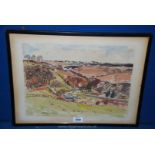 A Watercolour rural landscape signed D.J.Bevan, dated 24/2/45.