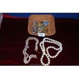 A small quantity of miscellaneous costume jewellery including ear-rings, brooches, beads, etc.