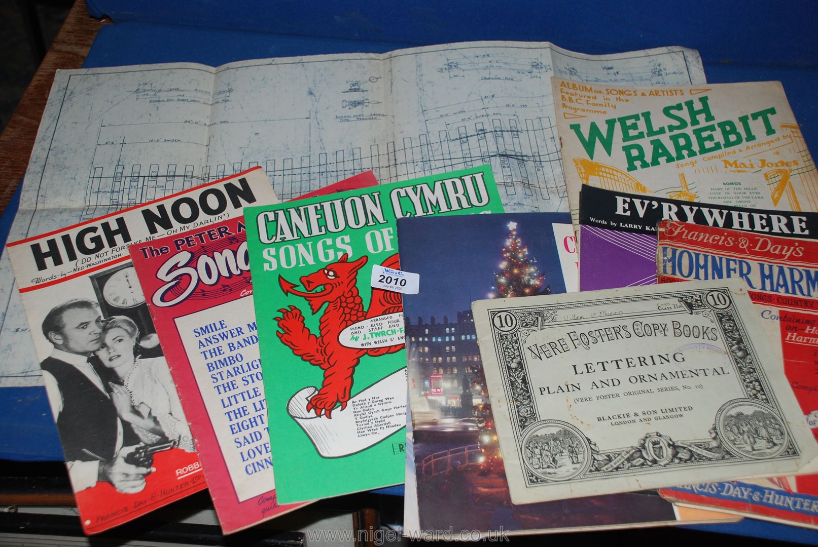 A small quantity of music sheets, Songs of Wales, High Noon, Ev'ry Where etc.