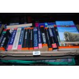 Two crates of books including Penguin, reference guides, classic hardbacks etc.