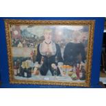 A large framed Manet style Print of a cafe scene