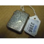 A Birmingham 1910 hallmarked silver Vesta with gilt lining,