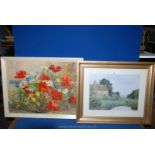 A gilded framed Print 'Scammels Farm; after an original by Edward Waite,